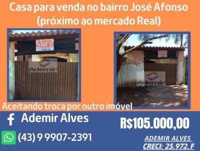 Casa para Venda, em Santo Antônio da Platina, bairro Conjunto José Afonso, 3 dormitórios, 1 banheiro, 2 vagas
